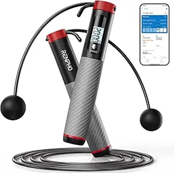 RENPHO Cordless Weighted Jump Rope with App Data