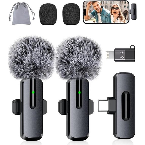 Wireless Mini Microphone for iPhone and Android (2 Pack)