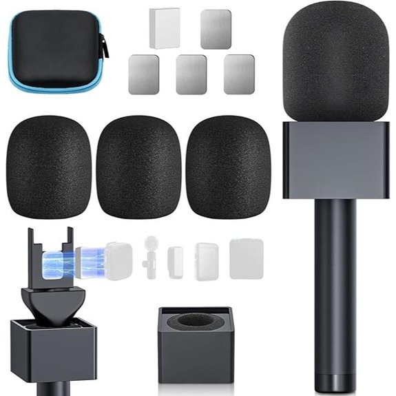 Wireless Microphone Handle with Pop Filter for Vlogging