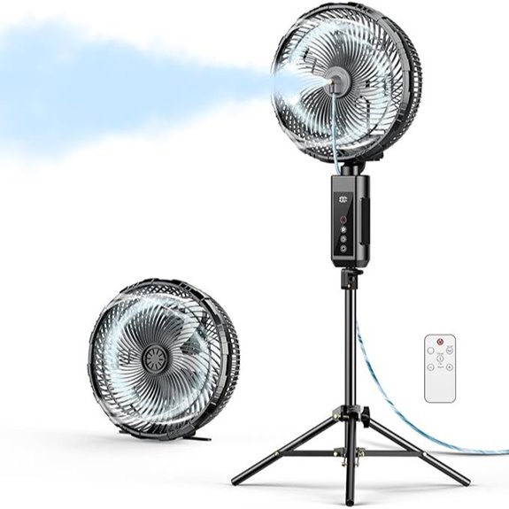 Portable Misting Fan with Remote and Rechargeable Battery