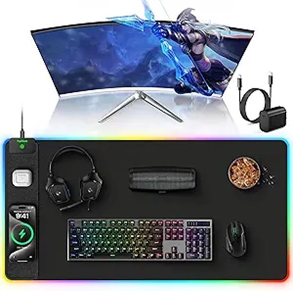 TopMade Wireless RGB Gaming Mouse Pad with Power Adapter