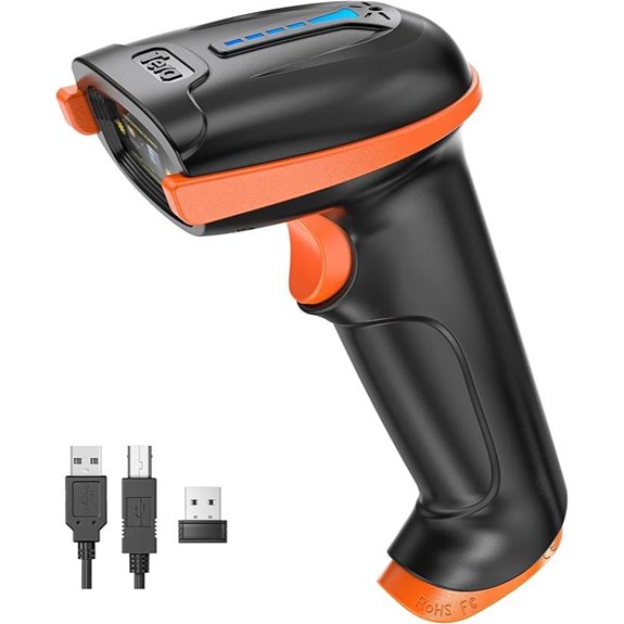 Tera Wireless 1D Barcode Scanner with USB & 2.4Ghz
