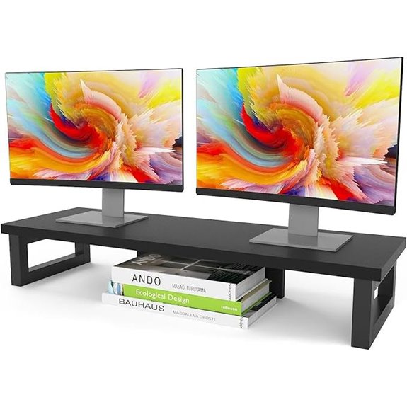 WESTREE Dual Monitor Riser with Wood and Steel