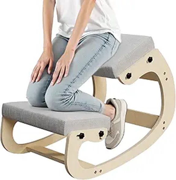 Ergonomic Kneeling Chair with Rocking Wooden Base