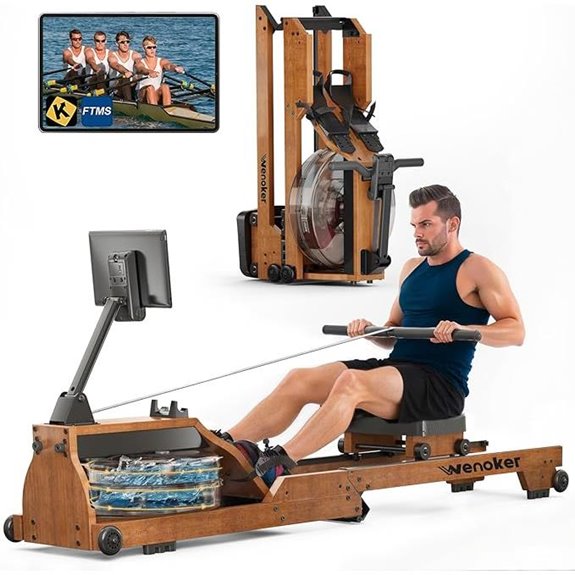 WENOKER Wooden Water Rowing Machine with Monitor
