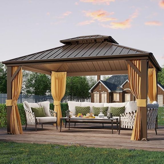 YOLENY 10'x12' Metal Gazebo with Curtains